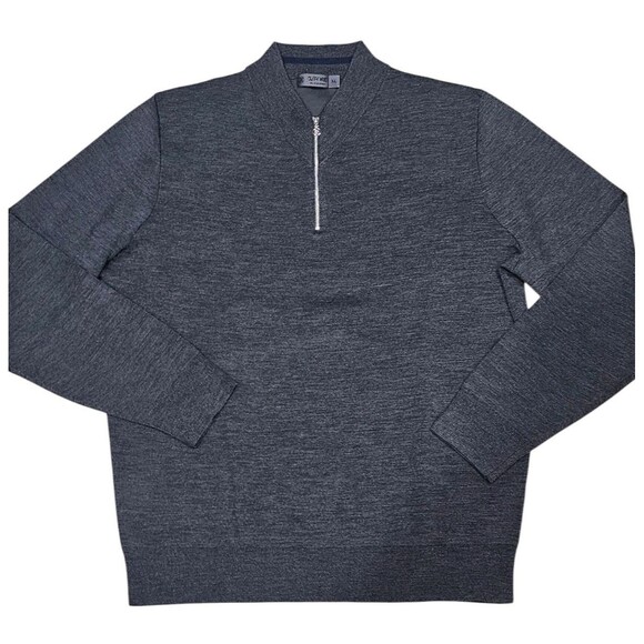 G/Fore Golf Mens Merino Wool V-Neck 1/4 Zip Pullover Sweater XL Gray LS - Picture 1 of 16